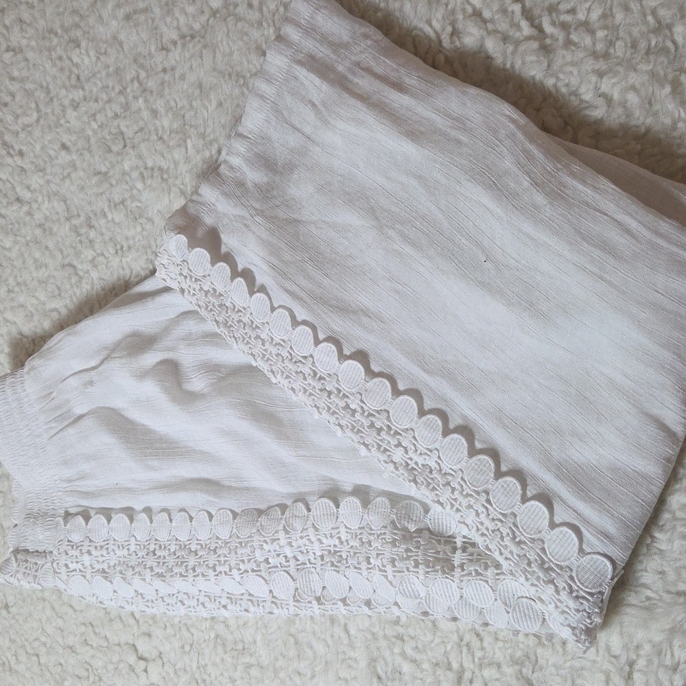 Crazy Cat Gayzy Boho Coastal White Pants Lace Trim Fully Lined Sz XL - Picture 12 of 12